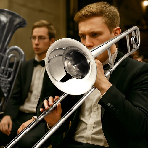 Brass alto slide trombone - brass,